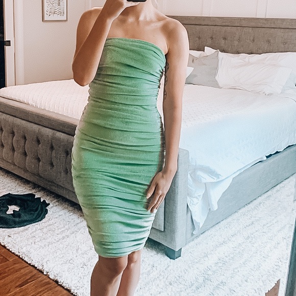 Revolve Alex Dress in Sparkly Green (Bananhot) - Picture 2 of 5